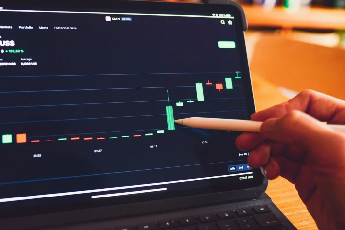 analytics graph on a laptop screen being interpreted